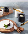 White and Black Marble Dip Cups + Brass Spreaders