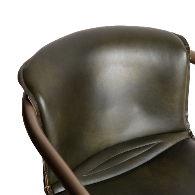 Nisky Leather Bar Chair - Emerald Green