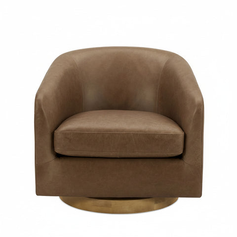 Oscy Swivel Chair - Optic White, Shearling, Atlantic, Cigar