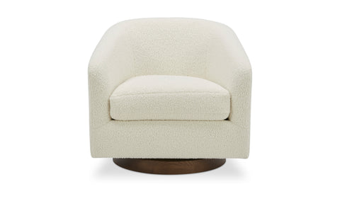 Oscy Swivel Chair - Optic White, Shearling, Atlantic, Cigar