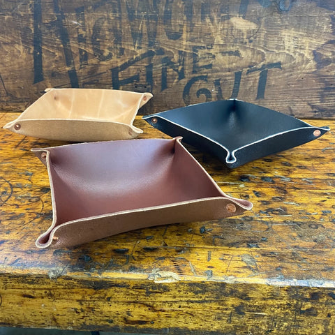 Leather Valet Tray, Light Brown