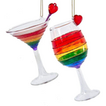 Pride Rainbow Martini + Wine Glass Ornaments
