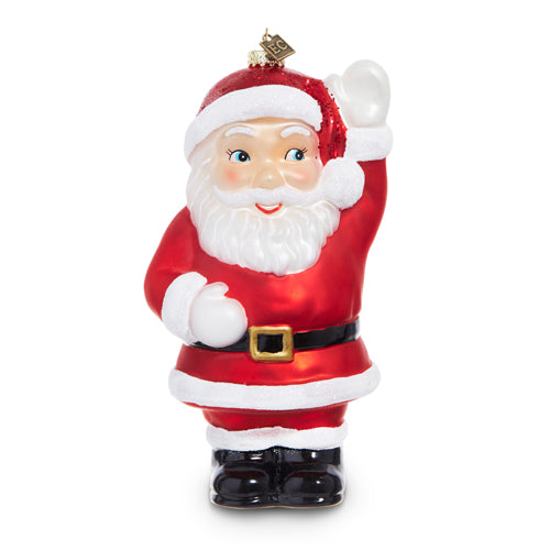 Waving Santa Blow Mold Ornament, 8"