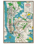Vintage NYC New York City Subway Map Manhattan Brooklyn Queens Bronx