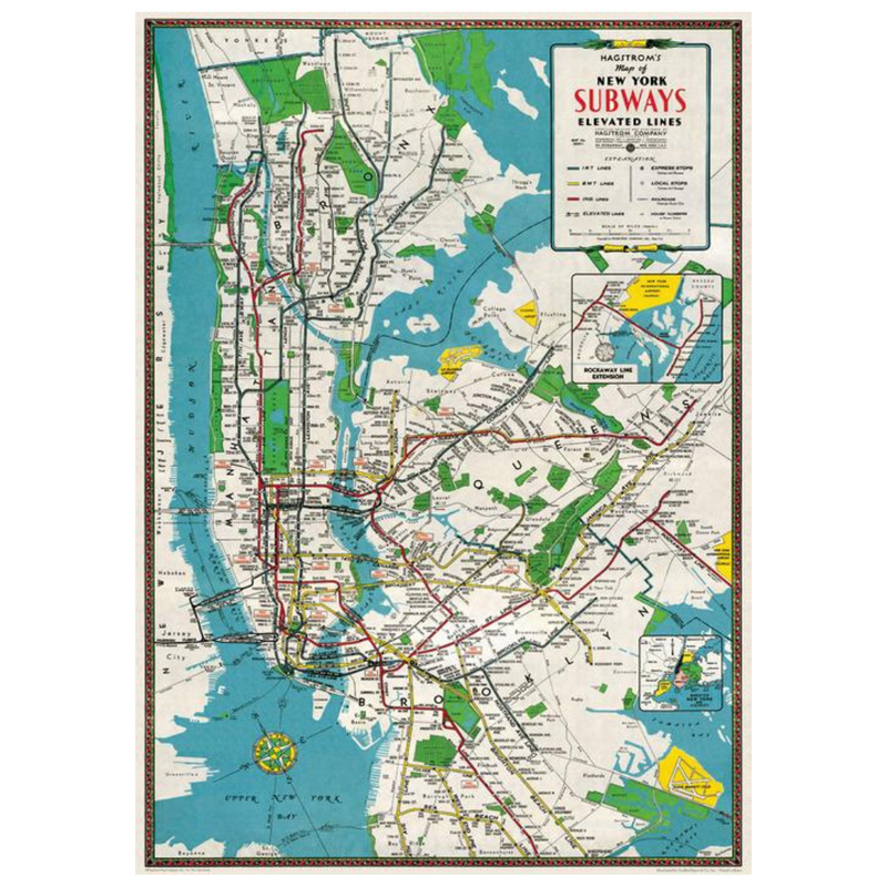 Vintage NYC New York City Subway Map Manhattan Brooklyn Queens Bronx