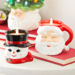 Vintage Style Santa + Snowman Flameless Candle