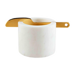 White Marble Dip Cup + Spreader