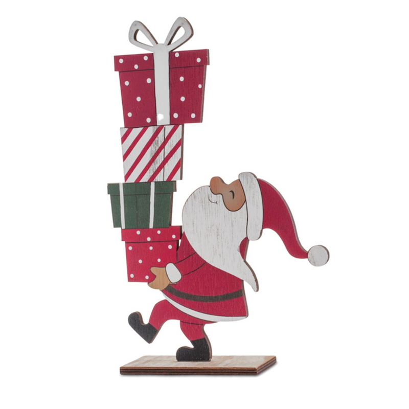 Wood Santa With Presents Decor