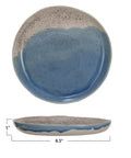 Rivage Blue + Cream Stonware Coupe Dinner Plate Elevated Coastal Style