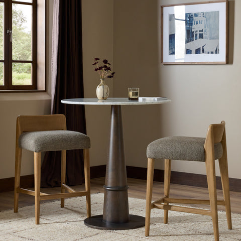 Birches Counter Stool - Natural Oak, Woven Mink Grey-Tan, Organic Modern