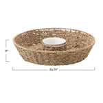 Apollo Woven Seagrass Ceramic Chip + Dip Set dimensions