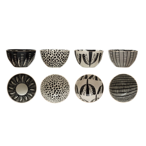 SoHo Stoneware Bowls Black White Gold Assorted Designs