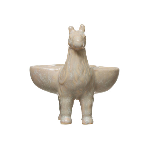 Standing Llama Dish Stoneware Trinket Holder