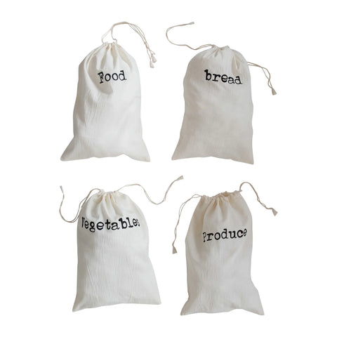 Cotton Printed Reusable Drawstring Food Bag