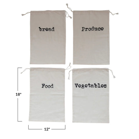 Cotton Printed Reusable Drawstring Food Bag Dimensions