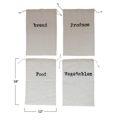 Cotton Printed Reusable Drawstring Food Bag Dimensions