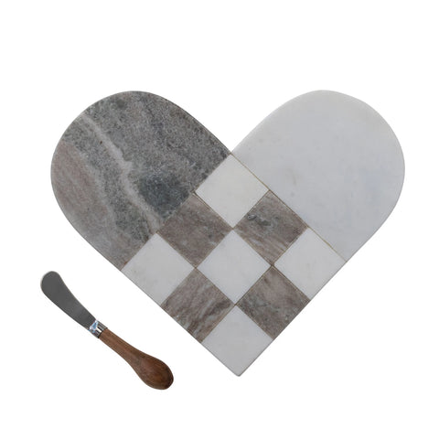 Amore Heart-Shaped Cheese/Cutting Board + Canape Knife