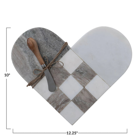 Amore Heart-Shaped Cheese/Cutting Board Dimensions