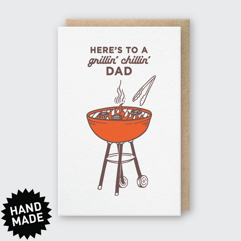 Here's To A Grillin' Chillin' Dad Letterpress Greeting Card