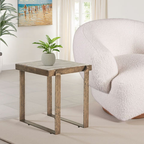 Argos 20" Side Table - Marble and Brass