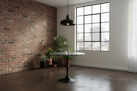 Dauphine 36" Round Bistro Table Marble with Antique Metal Base