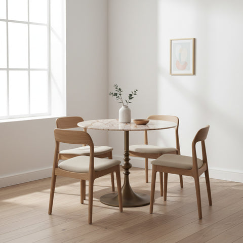 Dauphine 36" Round Bistro Table Marble with Antique Metal Base