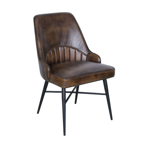 Leeds Leather Dining Chair - Antique Whiskey