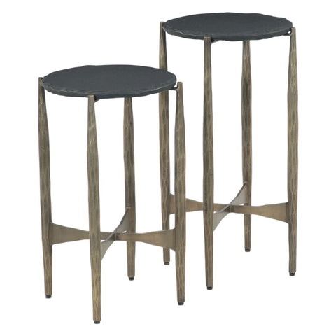 Mojave 13" Nesting Side Tables - Black Marble, Set of 2
