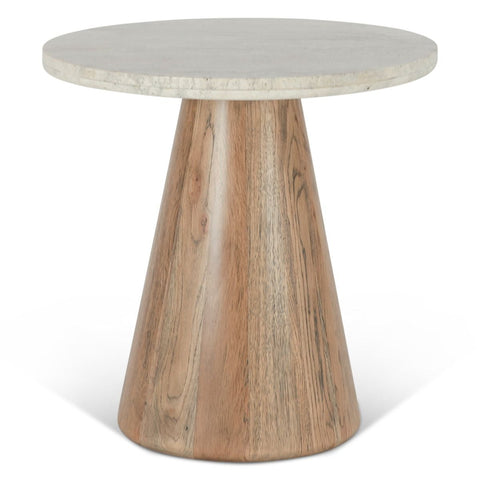 Vista 22" Side Table - White Travertine