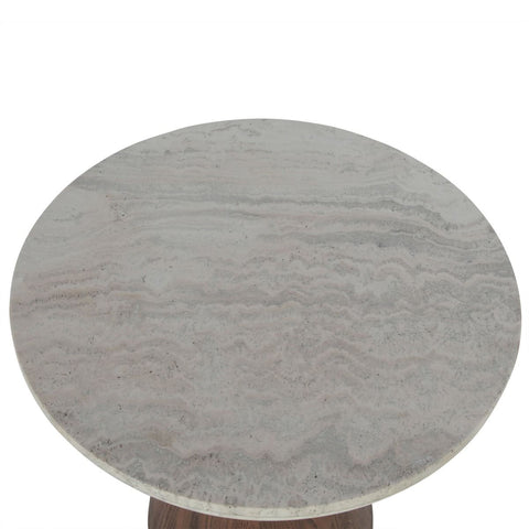 Vista 22" Side Table - White Travertine