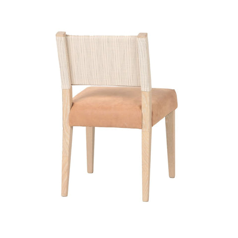Maya Dining Chair Striped Linen - Tan Leather - Natural Legs