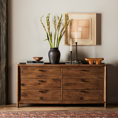 Glenview 6 Drawer Dresser - Cracked Smoked Black Veneer