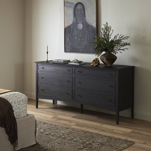 Four Hands Maggie 6 Drawer Dresser - Smoked Black Oak Veneer Four Hands Maggie 6 Drawer Dresser - Smoked Black Oak Veneer