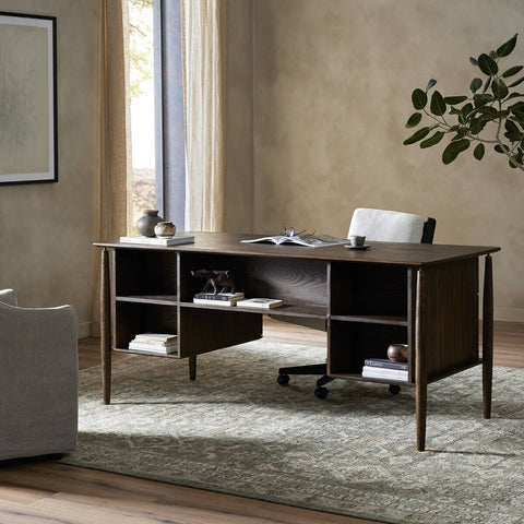 Markia Executive Desk - Aged Oak Veneer