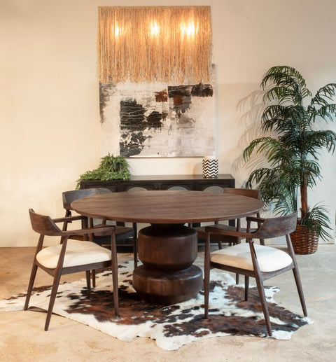 Cambridge Linen Upholstered Dining Chair in Walnut Finish