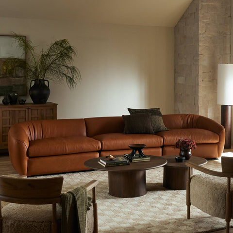 Saldana 3Pc Sectional Sofa - Lorento Cognac