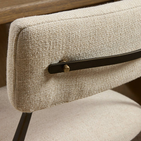 Somerson Dining Chair - Woven Thames Cream, Iron, Modern, Hospitality Rated