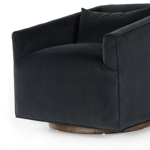 York Swivel Chair, Modern Velvet Smoke