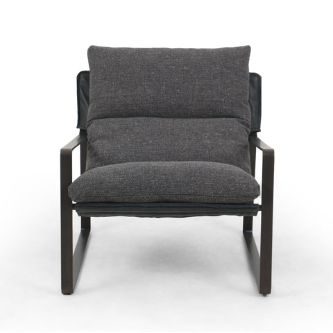 Emmett Leather + Fabric Sling Chair - Thames Ash