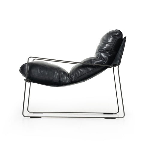 Emmett Leather Sling Chair - Dakota Black