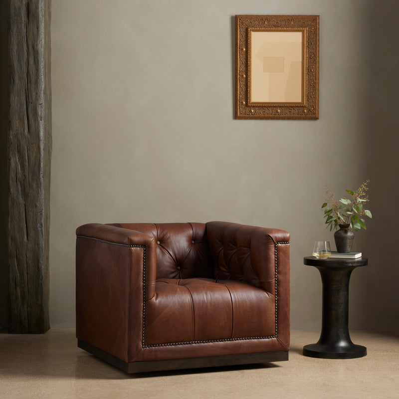 Maxx Leather Swivel Chair - Heirloom Sienna
