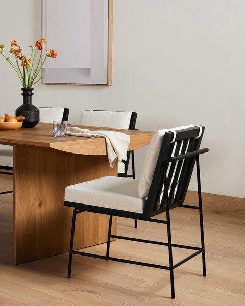 Crete Dining Chair-Saville Flax/Black Frame