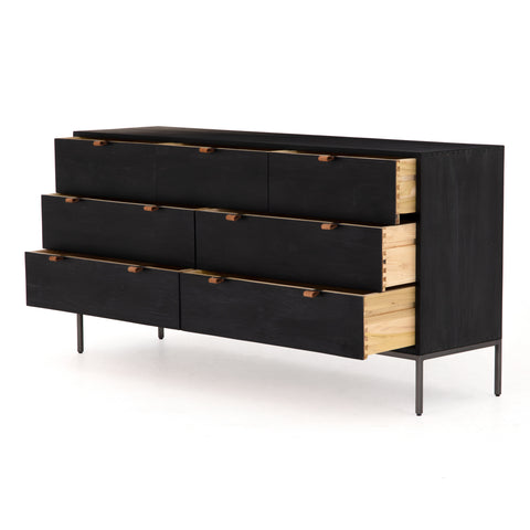 Trey 7 Drawer Dresser-Black Wash Poplar - Four Hands Trey 7 Drawer Dresser-Black Wash Poplar - Four Hands