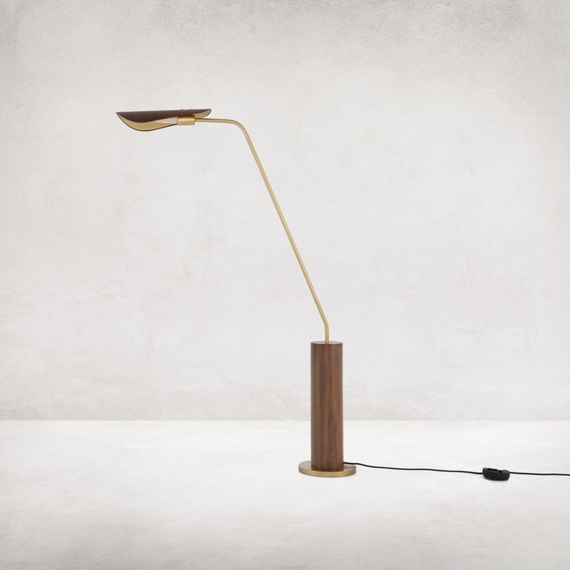 Astrid Floor Lamp-Dark Brown Leather Lighting