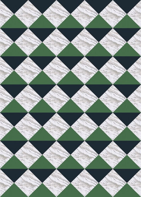 C+H Designs "Cafe Verde" Vinyl Floorcloth Vinyl Floorcloths 24x36: 60x84