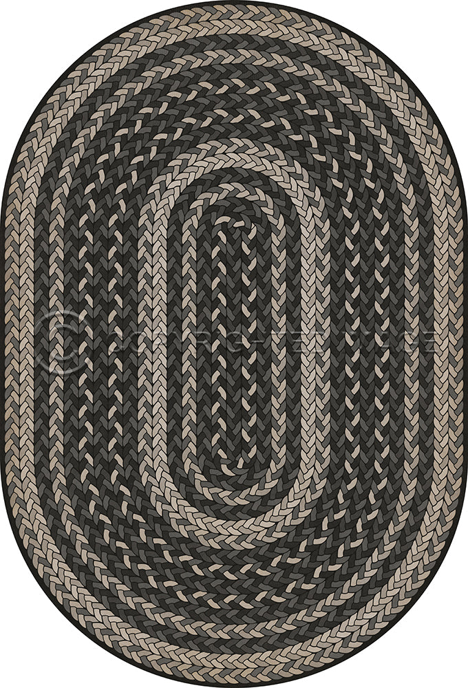 Pattern 85 "Such A Cozy Room" Braided Oval Vinyl Floorcloth