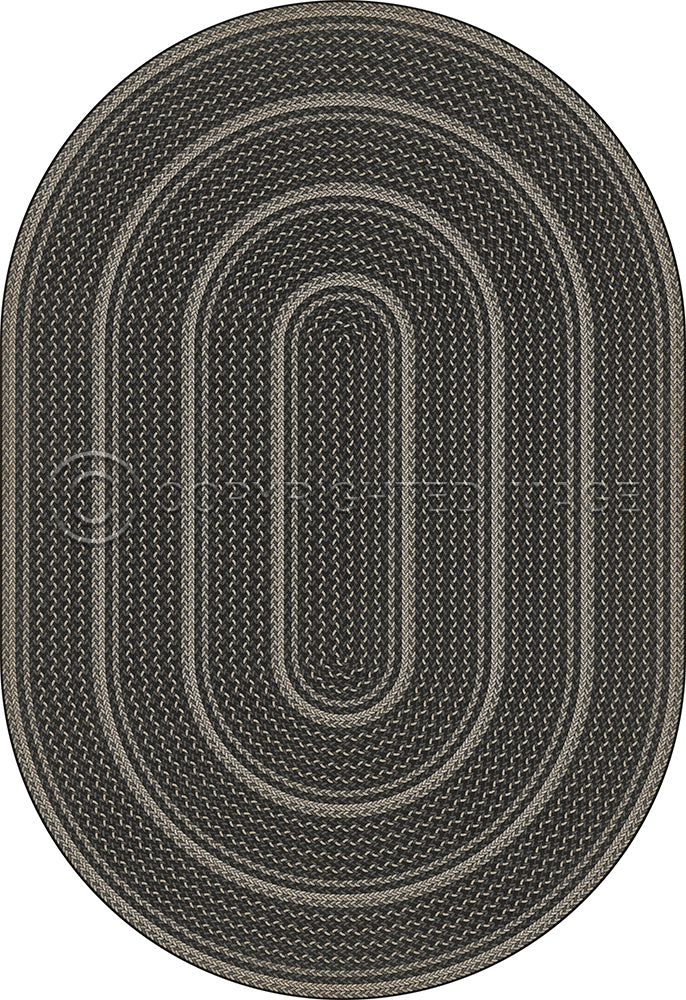 Pattern 85 "Such A Cozy Room" Braided Oval Vinyl Floorcloth