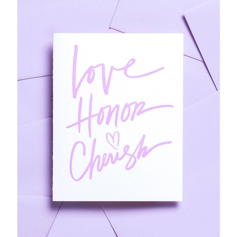 Love Honor Cherish Letterpress Card