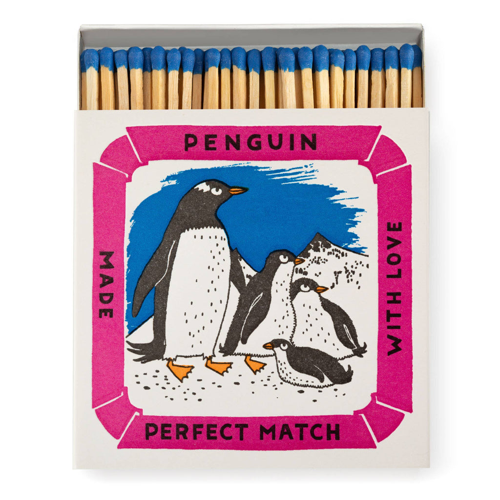 Penguins Made With Love Perfect Match Wooden Matches Blue Tipped