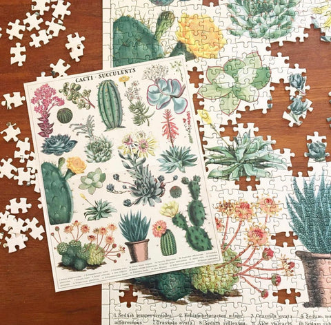 Cavallini Cacti + Succulents 1000 piece puzzle + vintage style + jigsaw + best puzzle 